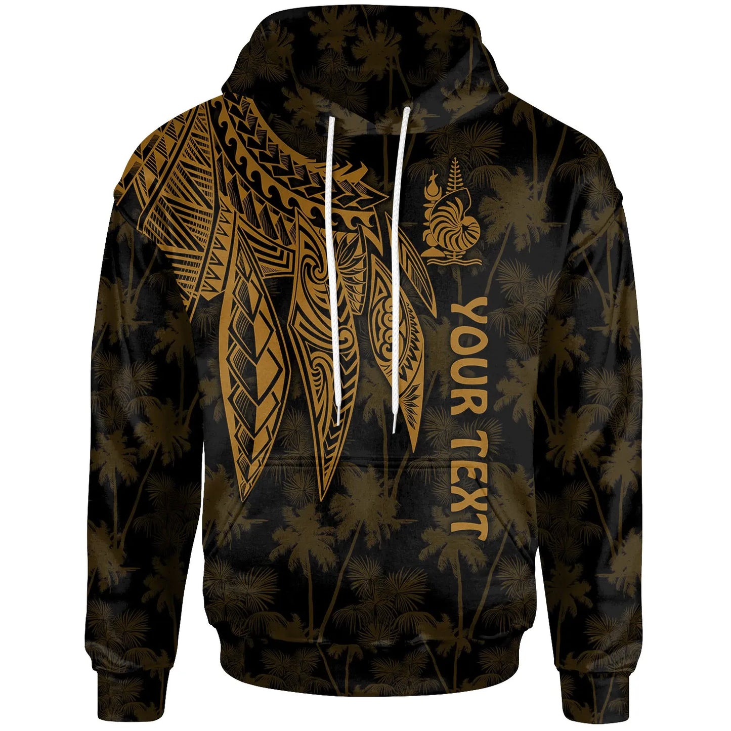Wallis and Futuna Personalised Hoodie - Polynesian Wings Golden