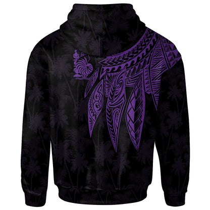 Wallis and Futuna Personalised Hoodie - Polynesian Wings Purple