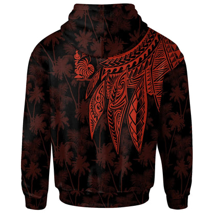 Wallis and Futuna Personalised Hoodie - Polynesian Wings Red