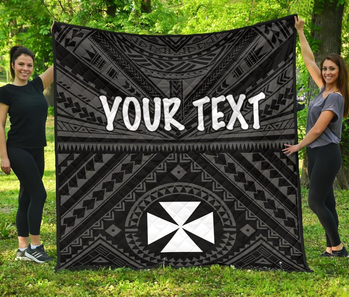 Wallis and Futuna Personalised  Premium Quilts - Wallis and Futuna Seal With Polynesian Tattoo Style