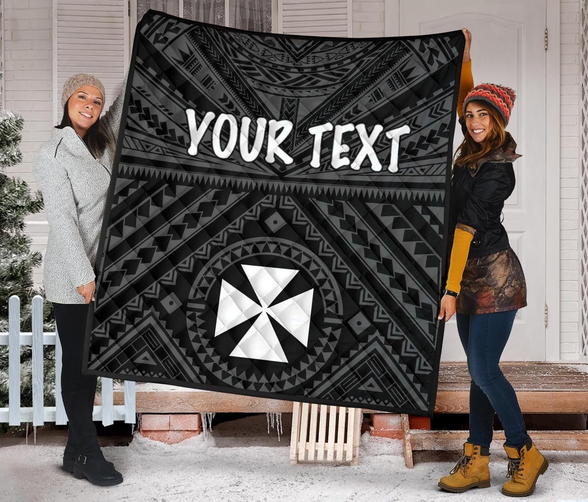 Wallis and Futuna Personalised  Premium Quilts - Wallis and Futuna Seal With Polynesian Tattoo Style