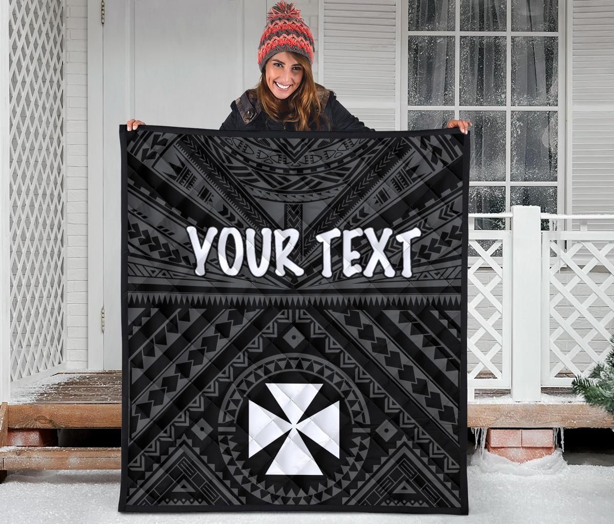 Wallis and Futuna Personalised  Premium Quilts - Wallis and Futuna Seal With Polynesian Tattoo Style