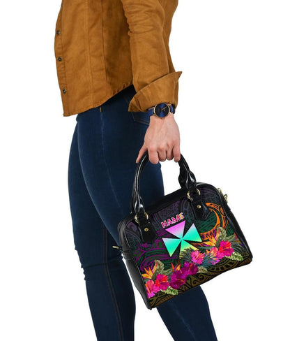 Wallis And Futuna Personalised Shoulder Handbag - Summer Hibiscus