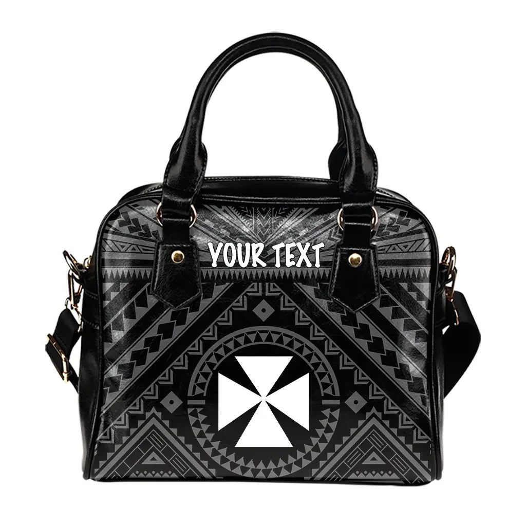 Wallis And Futuna Personalised Shoulder Handbag - Wallis And Futuna Seal With Polynesian Tattoo Style