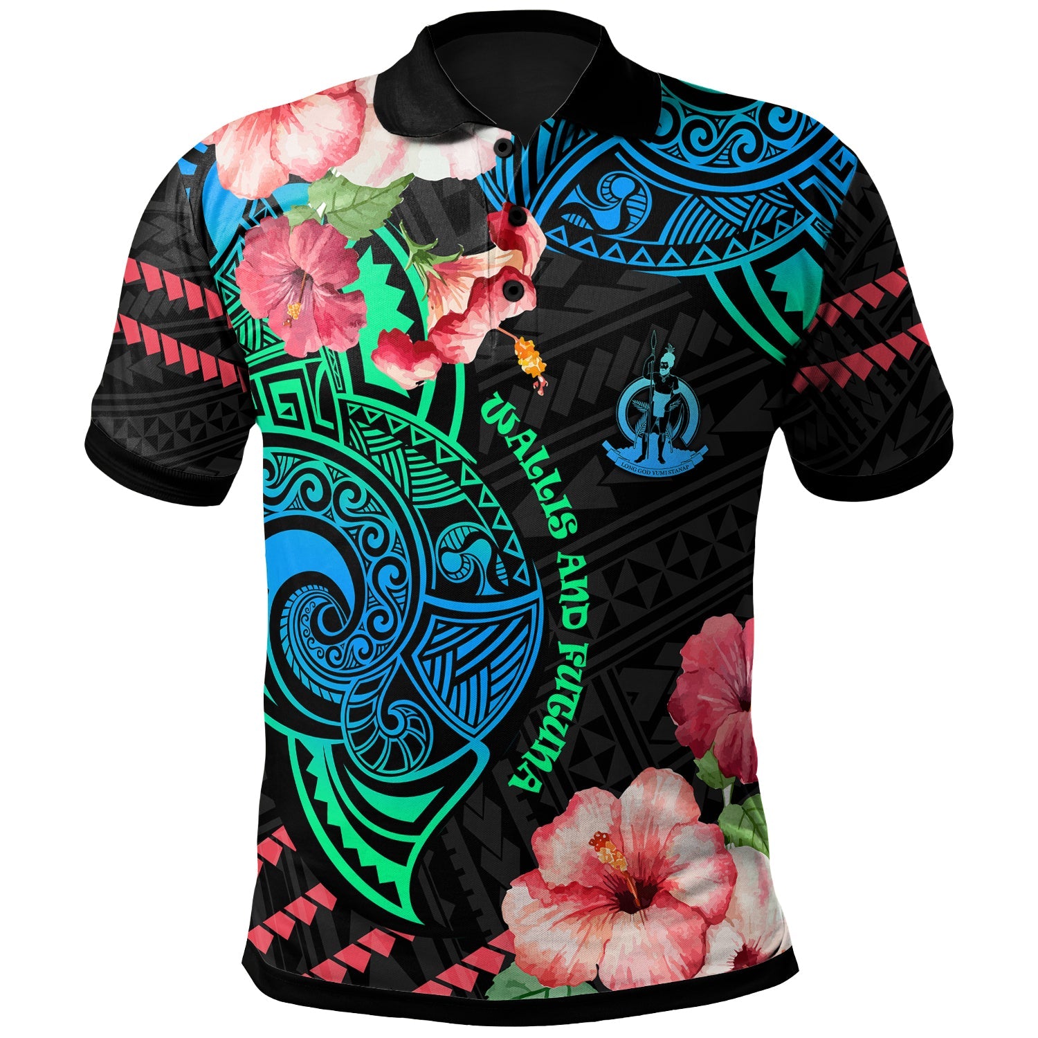 Wallis and Futuna Polo Shirt - Polynesian Pride with Hibicus Flower Tribal Pattern