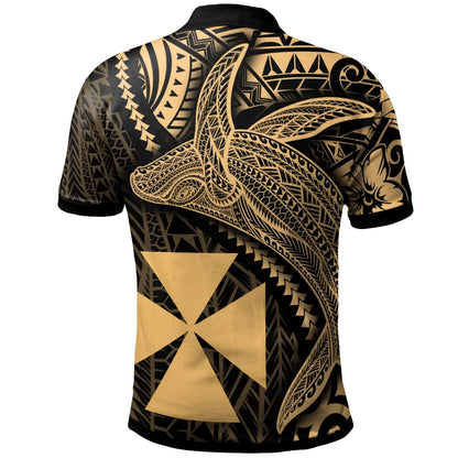 Wallis and Futuna Polo Shirt - Humpback Whale & Coat of Arms Gold