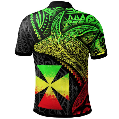 Wallis and Futuna Polo Shirt - Humpback Whale & Coat of Arms Reggae