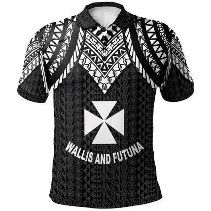 Wallis And Futuna Polo Shirt - Polynesian Armor Style Black