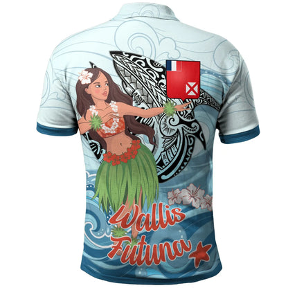 Wallis and Futuna Polo Shirt - Polynesian Girls With Shark
