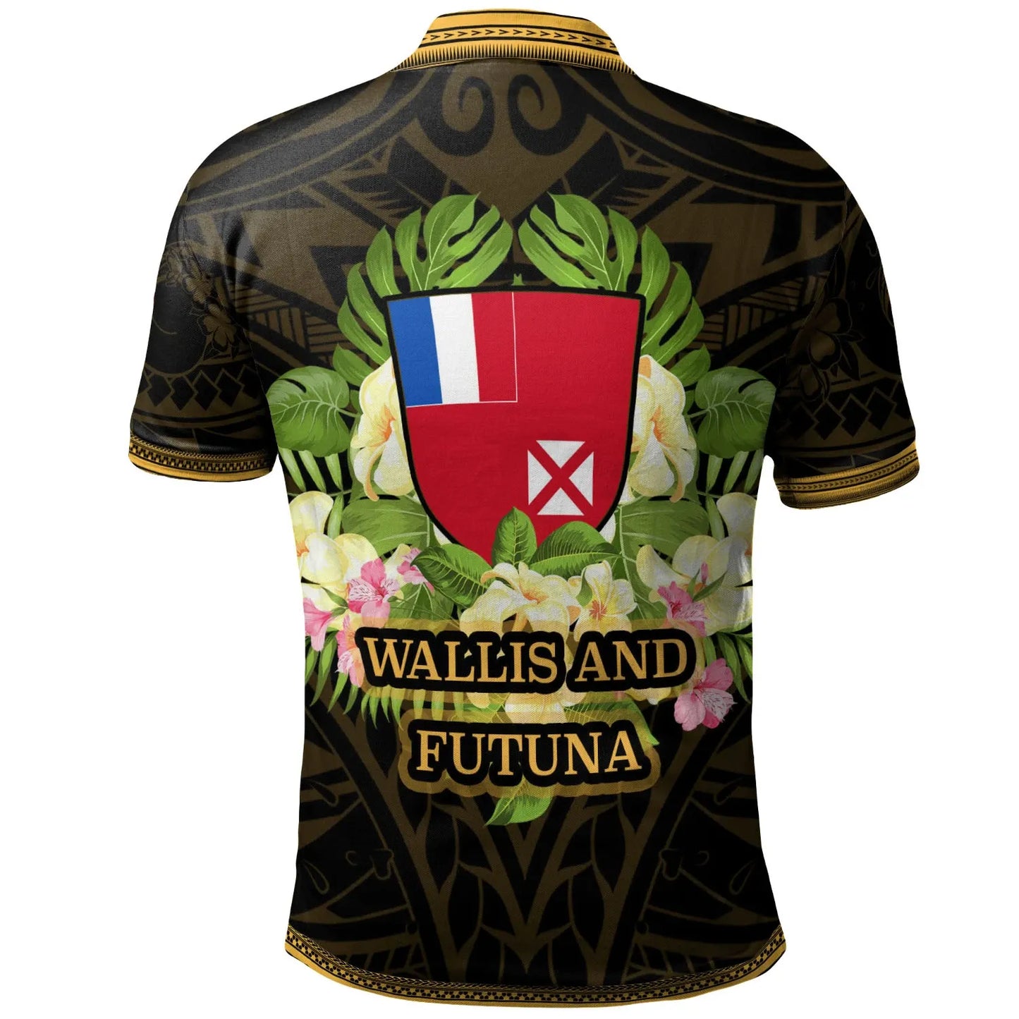 Wallis and Futuna Polo Shirt - Polynesian Gold Patterns Collection