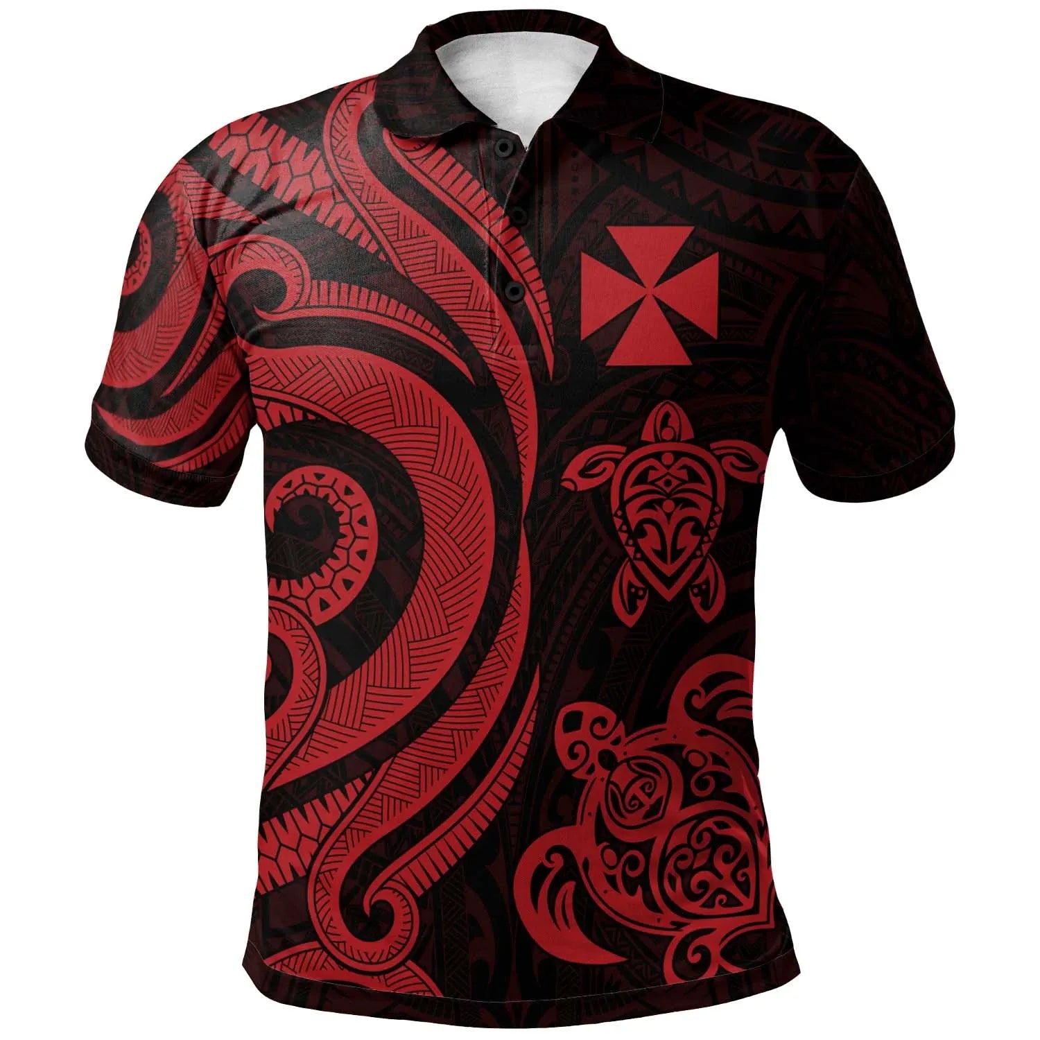 Wallis and Futuna Polo Shirt - Red Tentacle Turtle