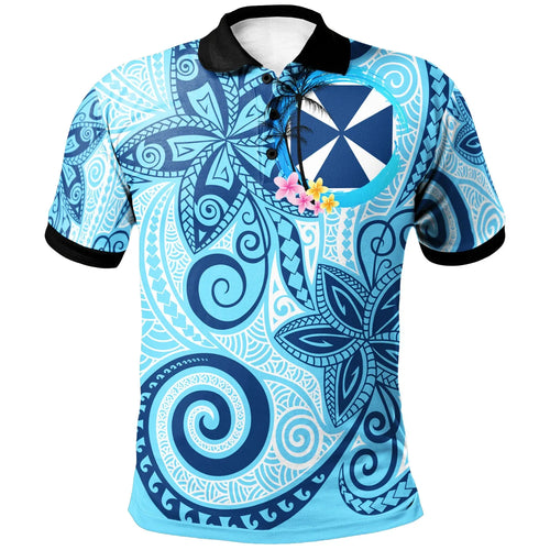 Wallis and Futuna Polo Shirt - Tribal Plumeria Pattern