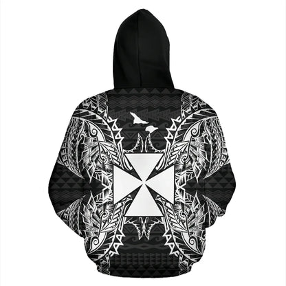 Wallis nd Futuna Polynesian ll Over Hoodie Map Black