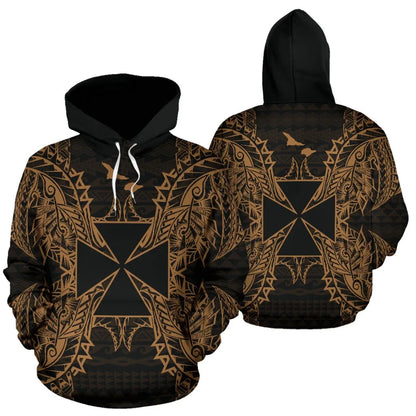 Wallis nd Futuna Polynesian ll Over Hoodie Map Gold