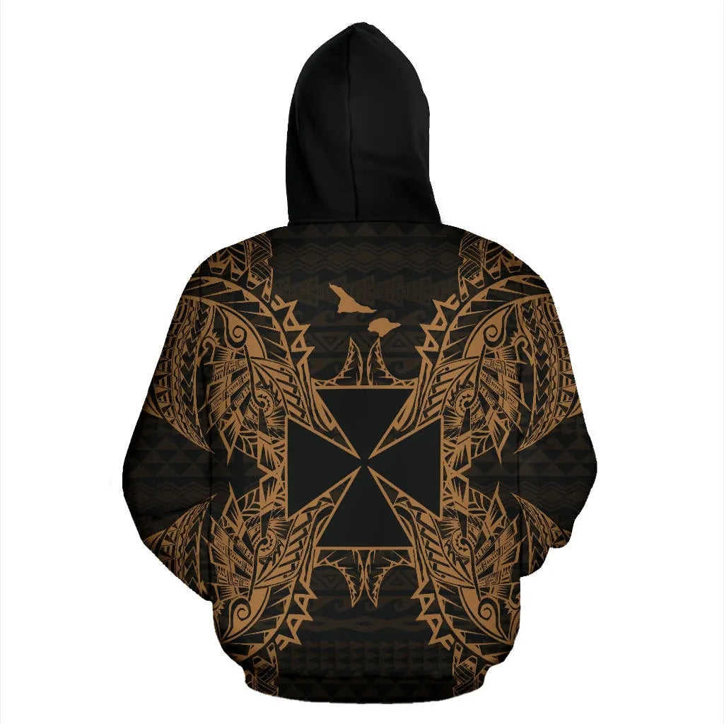Wallis nd Futuna Polynesian ll Over Hoodie Map Gold