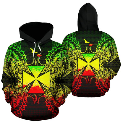 Wallis And Futuna Polynesian All Over Hoodie Map Reggae