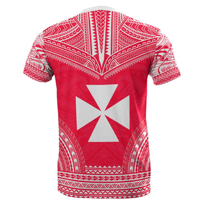 Wallis And Futuna All Over T-Shirt - Wallis And Futuna Coat Of Arms Polynesian Tattoo Style Red Version