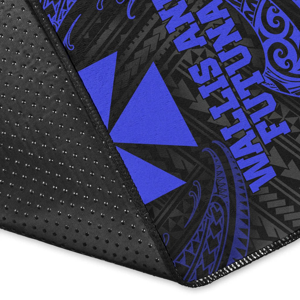 Wallis And Futuna Polynesian Area Rug - Blue Tribal Wave