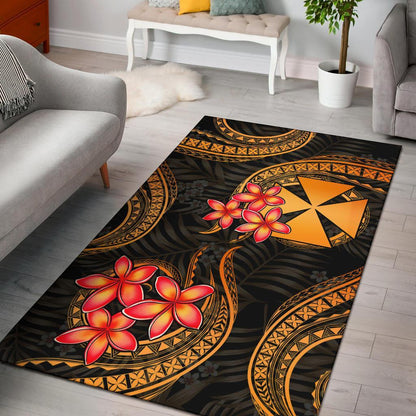 Wallis and Futuna Polynesian Area Rug - Gold Plumeria