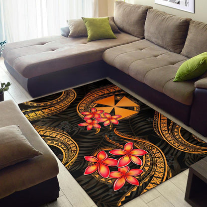 Wallis and Futuna Polynesian Area Rug - Gold Plumeria