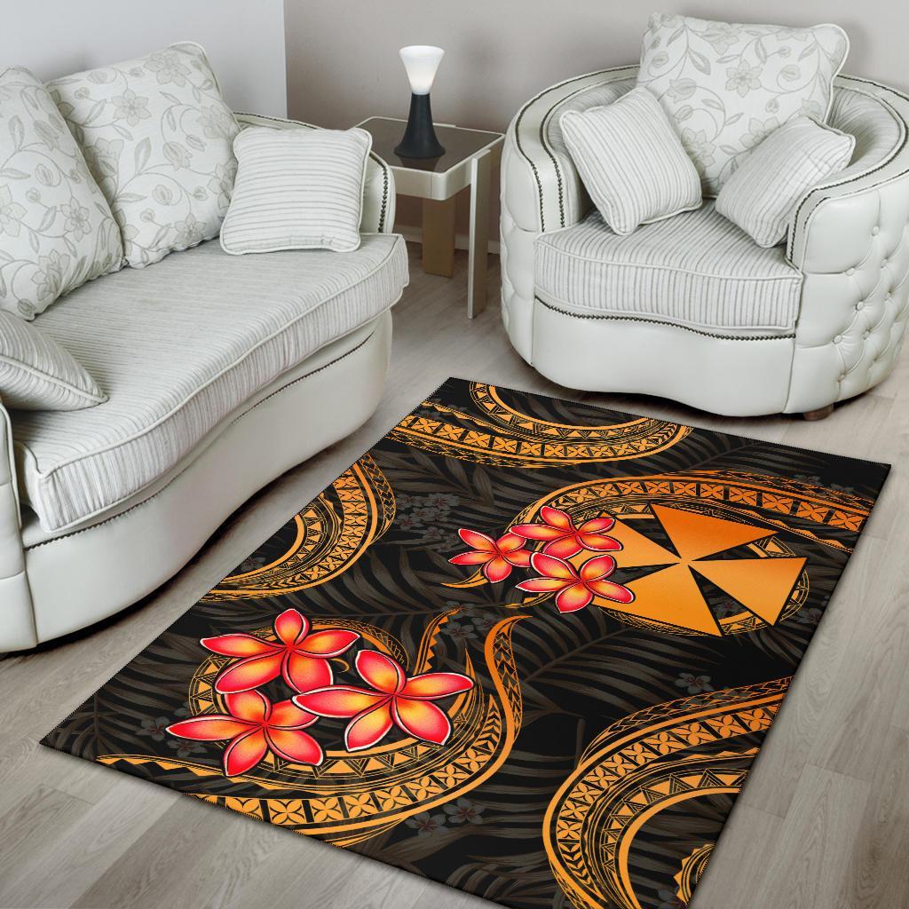 Wallis and Futuna Polynesian Area Rug - Gold Plumeria