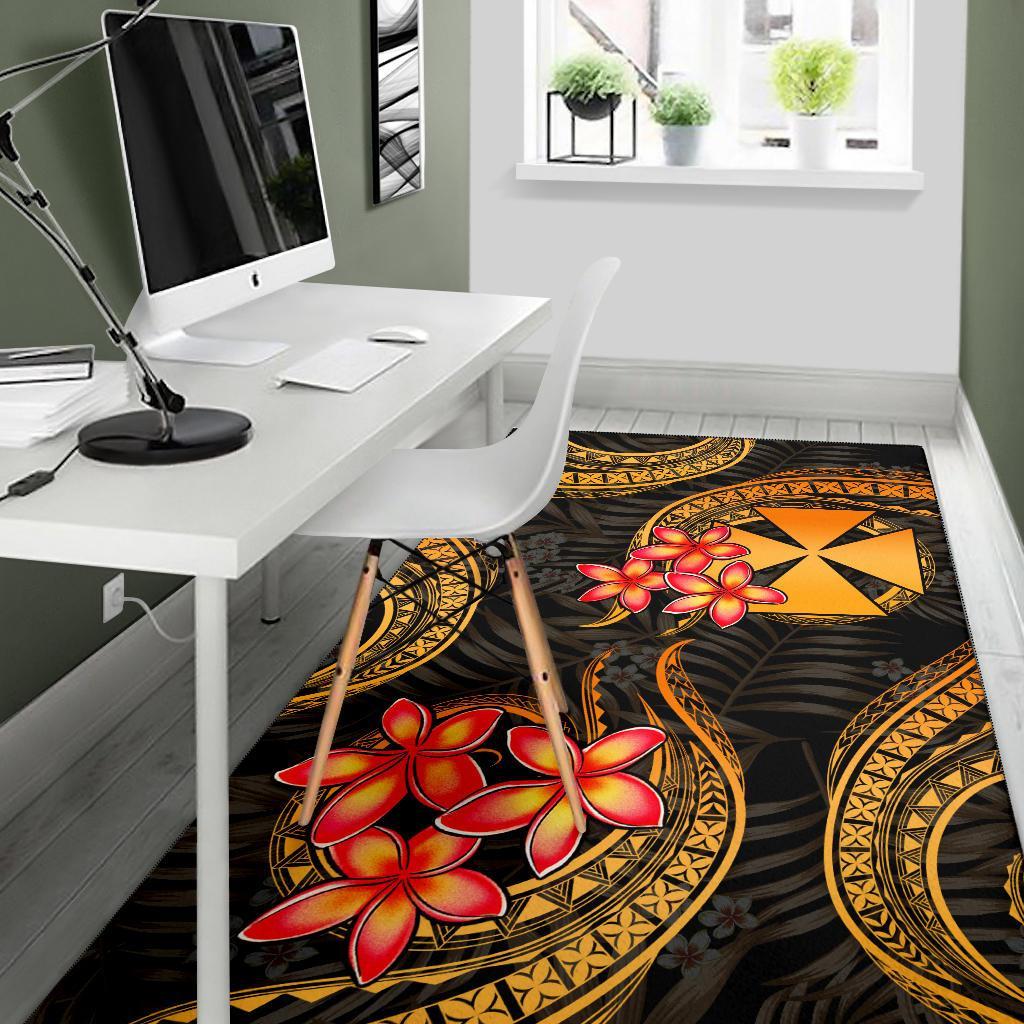 Wallis and Futuna Polynesian Area Rug - Gold Plumeria