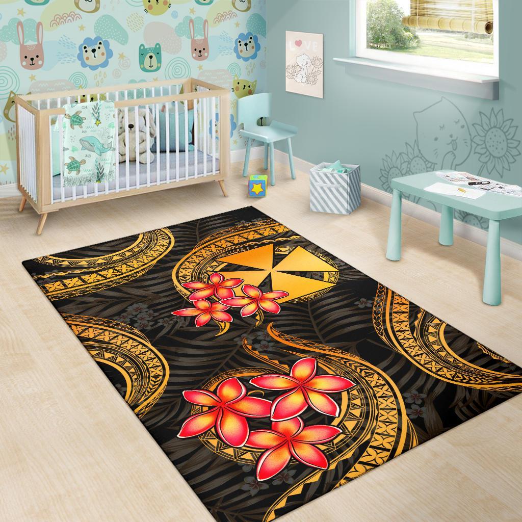 Wallis and Futuna Polynesian Area Rug - Gold Plumeria