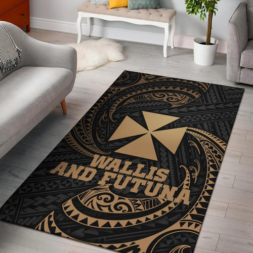 Wallis and Futuna Polynesian Area Rug - Gold Tribal Wave