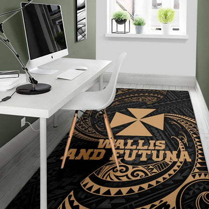 Wallis and Futuna Polynesian Area Rug - Gold Tribal Wave