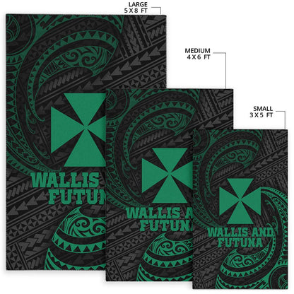 Wallis And Futuna Polynesian Area Rug - Green Tribal Wave