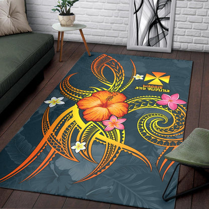 Wallis and Futuna Polynesian Area Rug - Legend of Wallis and Futuna (Blue)