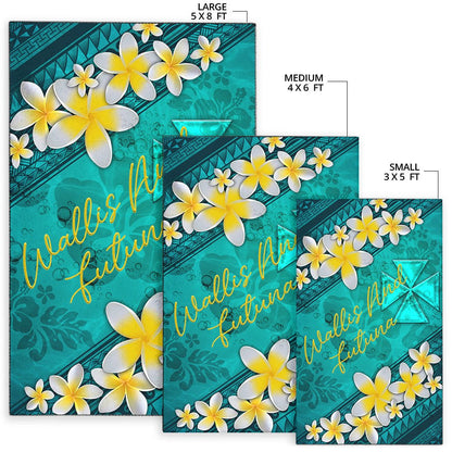 Wallis And Futuna Polynesian Area Rug - Plumeria With Blue Ocean