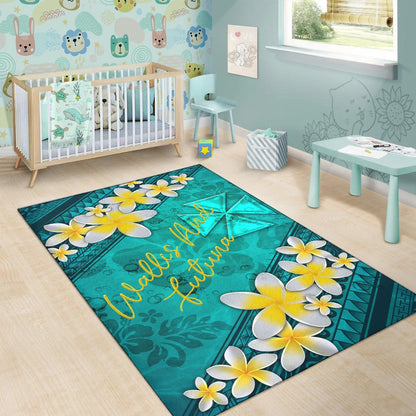 Wallis And Futuna Polynesian Area Rug - Plumeria With Blue Ocean