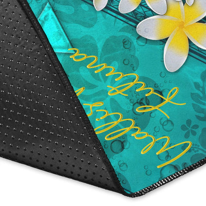 Wallis And Futuna Polynesian Area Rug - Plumeria With Blue Ocean