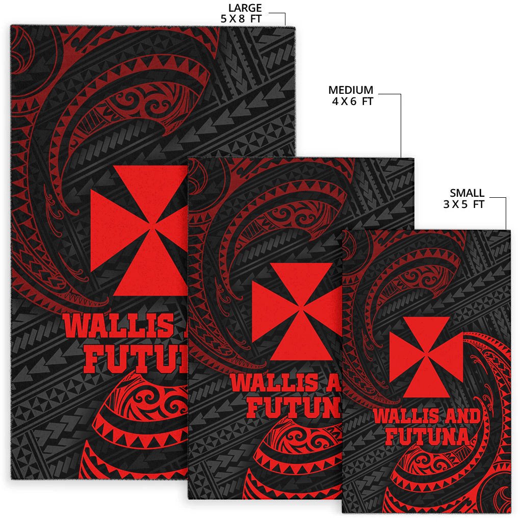 Wallis And Futuna Polynesian Area Rug - Red Tribal Wave