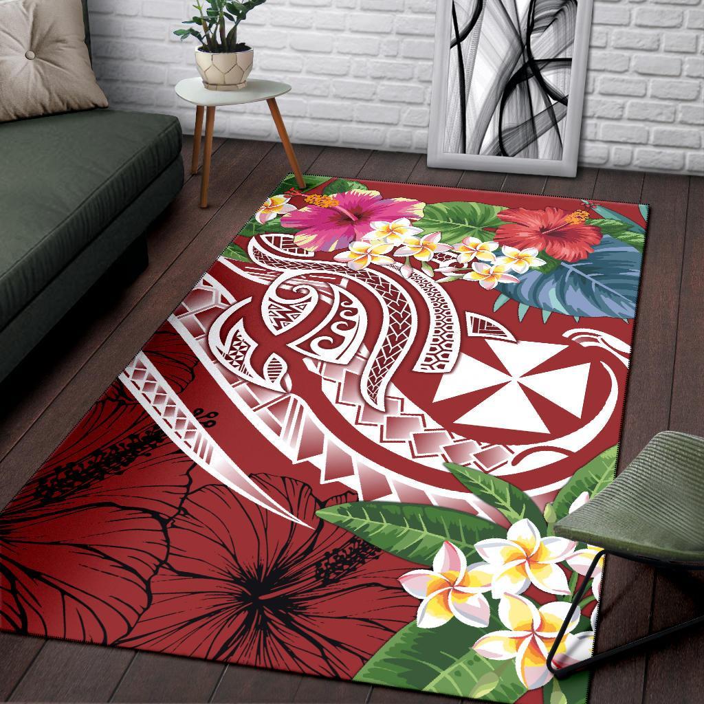 Wallis and Futuna Polynesian Area Rug - Summer Plumeria (Red)