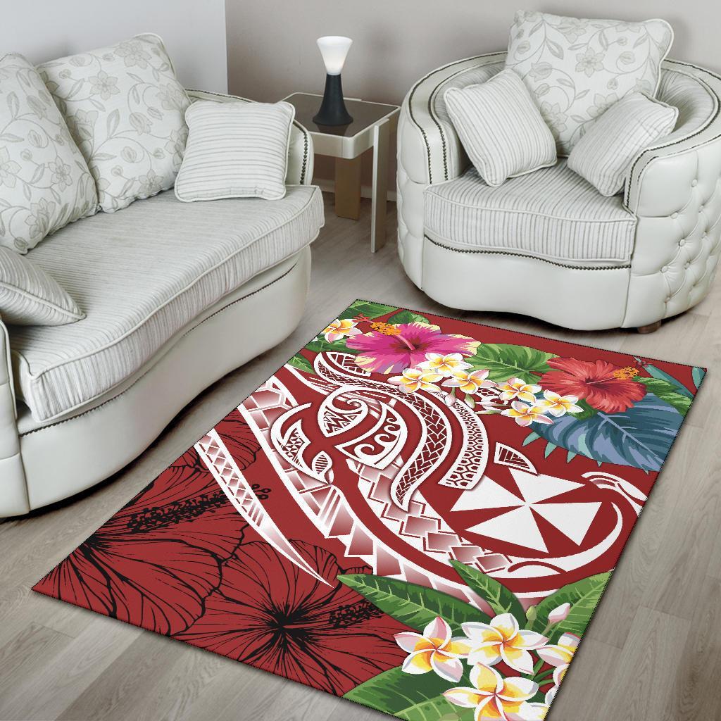 Wallis and Futuna Polynesian Area Rug - Summer Plumeria (Red)