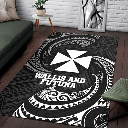 Wallis And Futuna Polynesian Area Rug - White Tribal Wave