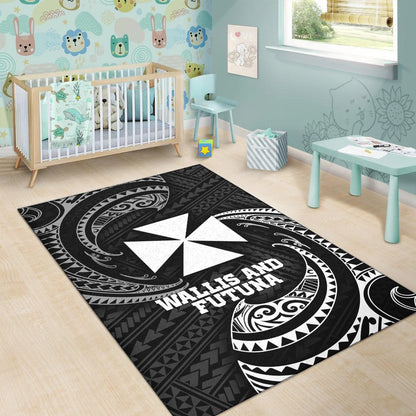 Wallis And Futuna Polynesian Area Rug - White Tribal Wave