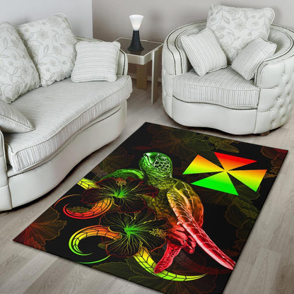 Wallis and Futuna Polynesian Area Rugs - Turtle With Blooming Hibiscus Reggae