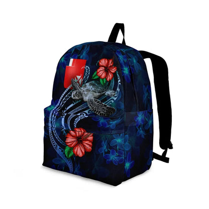 Wallis and Futuna Polynesian Backpack - Blue Turtle Hibiscus