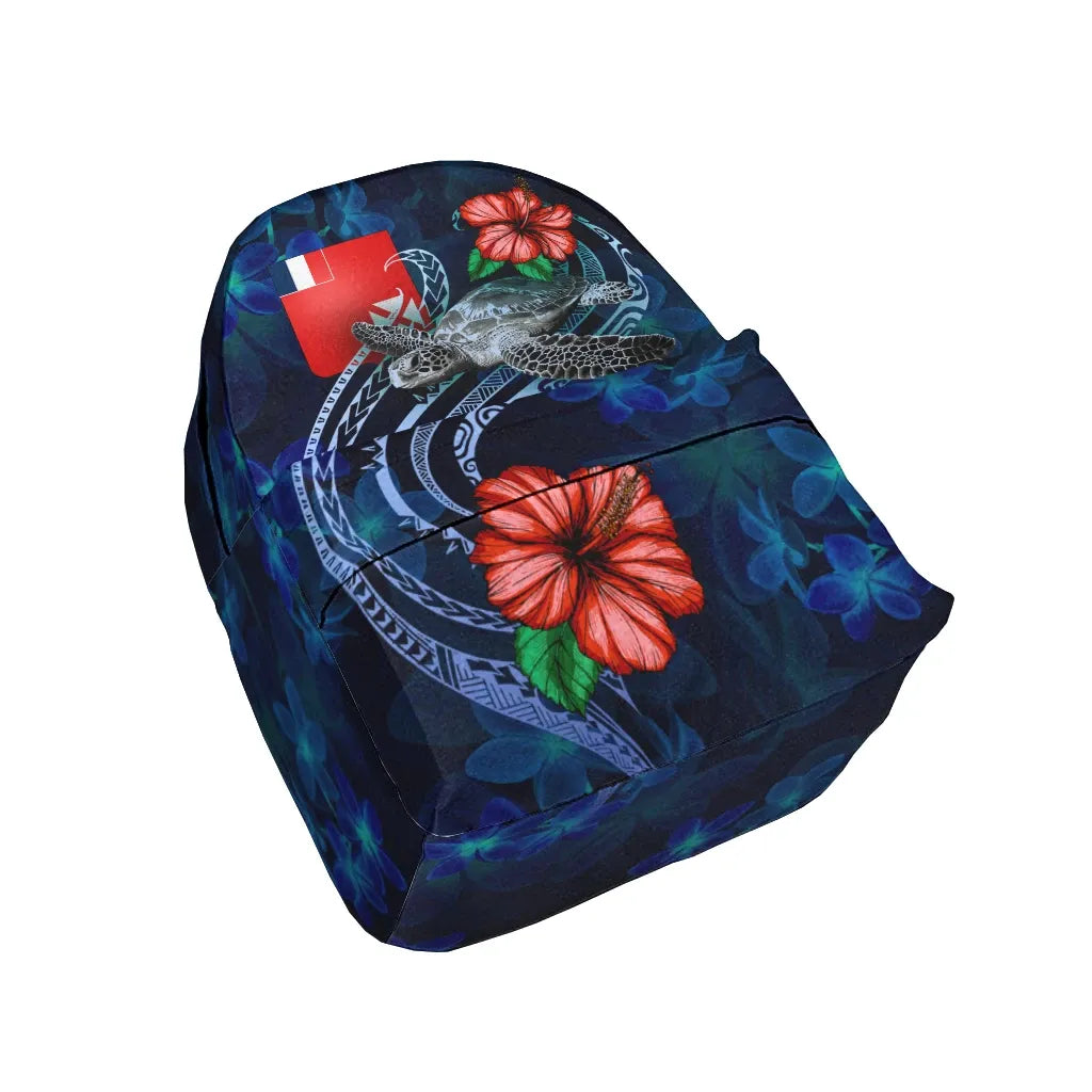 Wallis and Futuna Polynesian Backpack - Blue Turtle Hibiscus