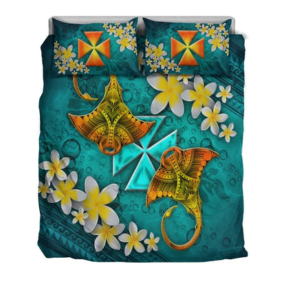 Wallis And Futuna Polynesian Bedding Set - Manta Ray Ocean