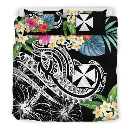 Wallis And Futuna Polynesian Bedding Set - Summer Plumeria (Black)