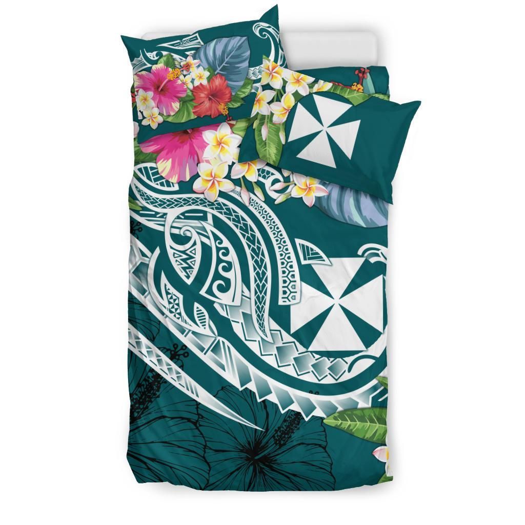 Wallis And Futuna Polynesian Bedding Set - Summer Plumeria (Turquoise)