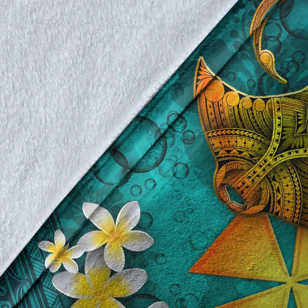 Wallis and Futuna Polynesian Blanket - Manta Ray Ocean