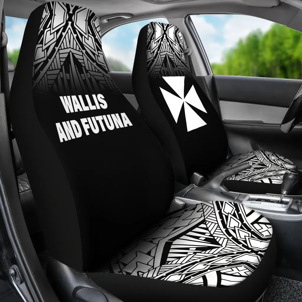 Wallis And Futuna Car Seat Covers - Wallis And Futuna Coat Of Arms Polynesian Tattoo Fog Black