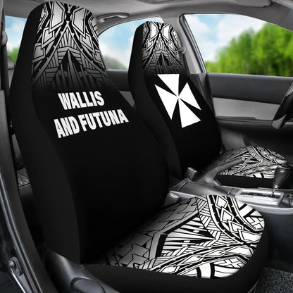 Wallis And Futuna Car Seat Covers - Wallis And Futuna Coat Of Arms Polynesian Tattoo Fog Black
