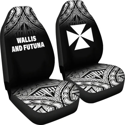 Wallis And Futuna Car Seat Covers - Wallis And Futuna Coat Of Arms Polynesian Tattoo Fog Black
