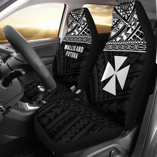 Wallis And Futuna Car Seat Covers - Wallis And Futuna White Coat Of Arms Polynesian Tattoo